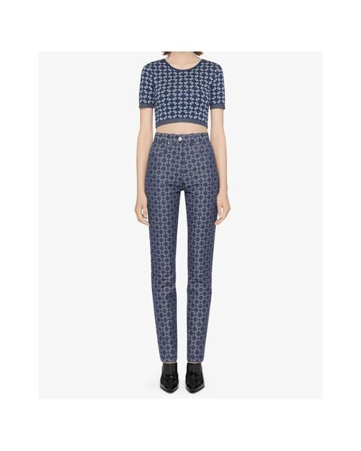 Givenchy Blue Monogram 72 Jacquard Cropped Sweater