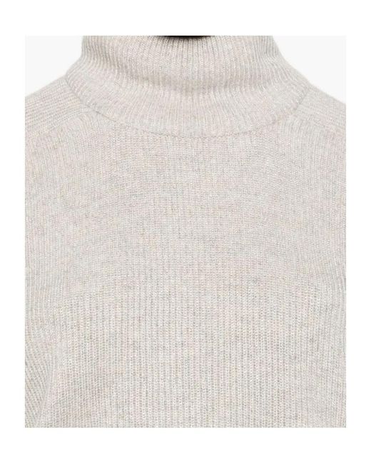 Brunello Cucinelli White Roll-Neck Cashmere Sweater