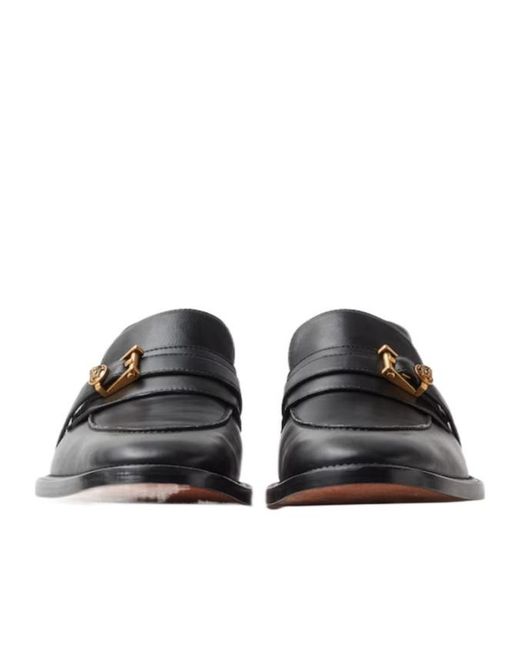 Versace Black Primo Leather Loafers for men