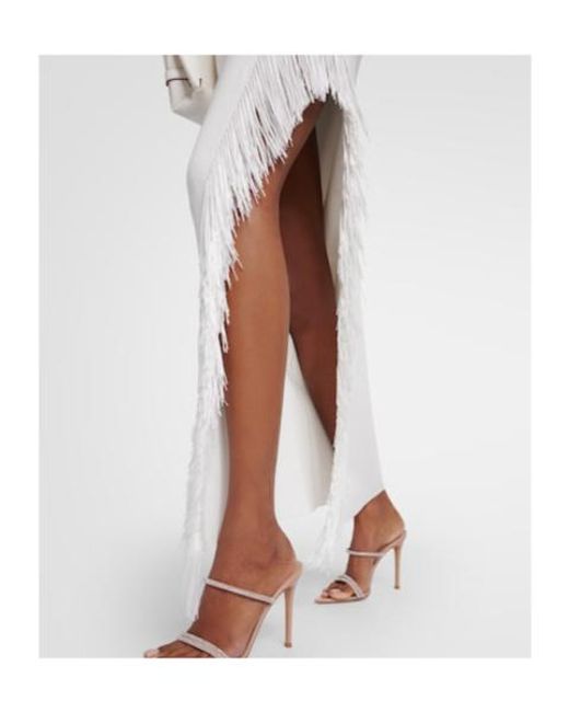 Galvan White Nova Beaded Compact Knit Gown