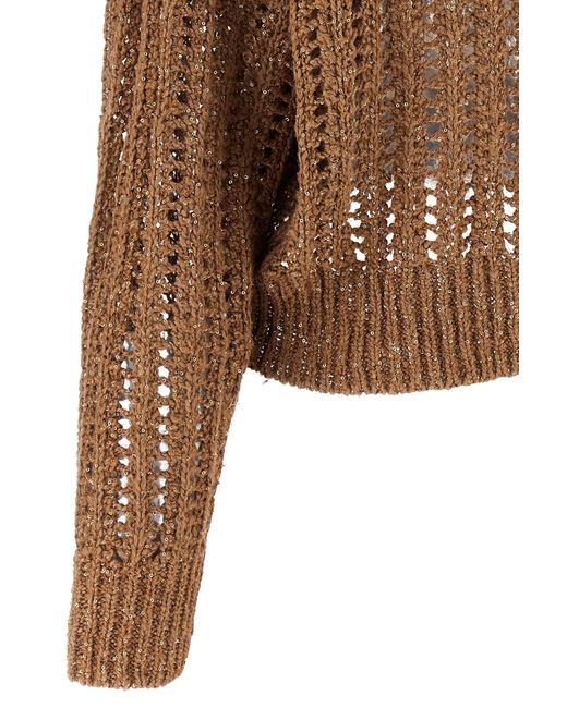 Brunello Cucinelli Brown Rustic Dazzling Net Sweater
