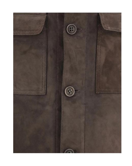 Salvatore Santoro Brown Santoro Button-Up Suede Jacket for men