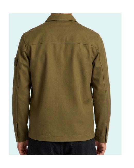 Stone Island Green Long-Sleeve Shirt Jacket for men