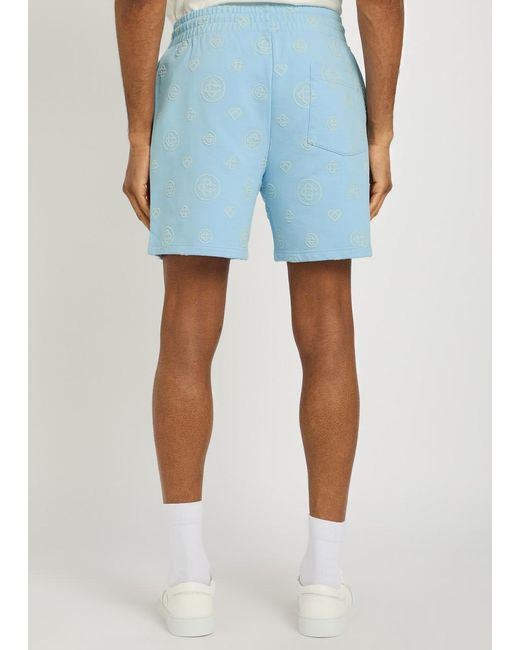 Casablanca Blue Logo-Monogrammed Cotton Shorts for men