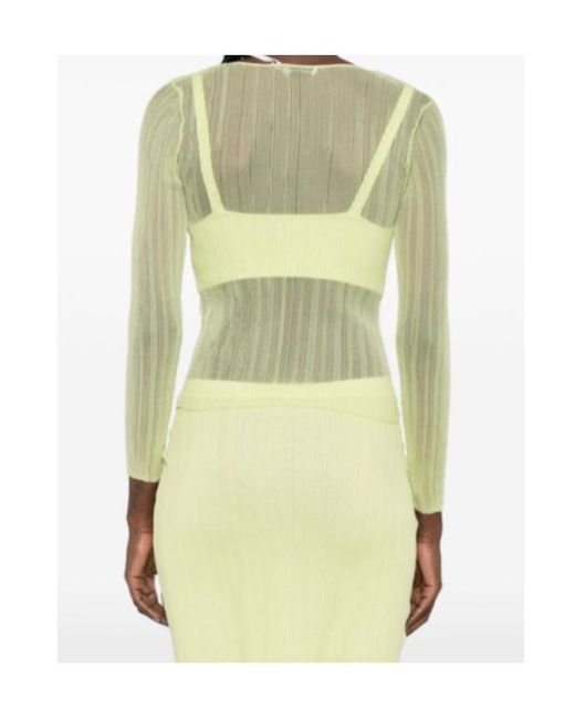 Jonathan Simkhai Yellow Long-Sleeved Sheer Top
