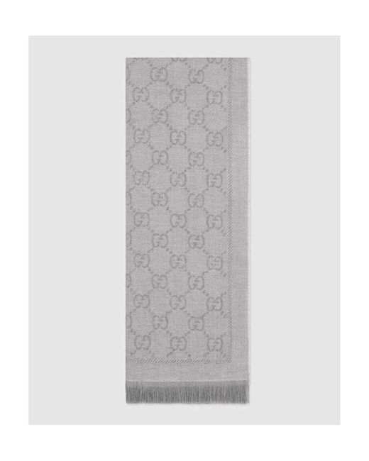 Gucci White Gg Supreme Jacquard Scarf