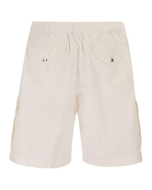 Brunello Cucinelli Natural Drawstring Cargo Shorts for men