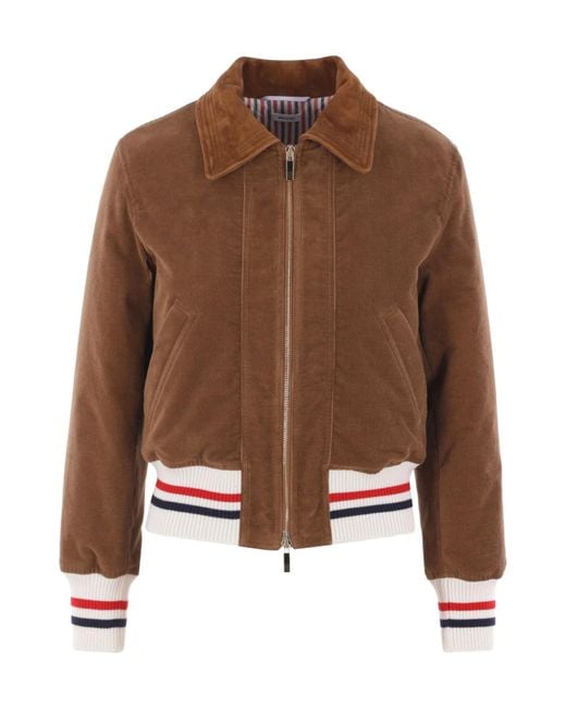 Thom Browne Brown Padded Cropped Corduroy Jacket