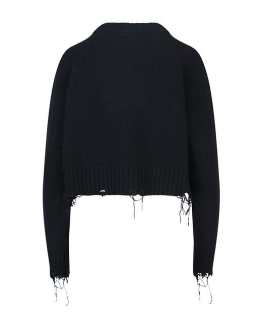 Low Classic Black 'Damage' Crop Sweater
