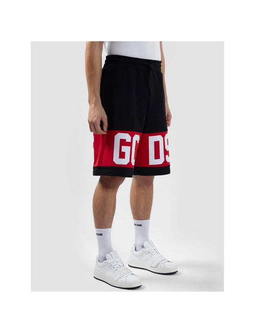 Gcds Red Logo Band Drawstring Shorts for men