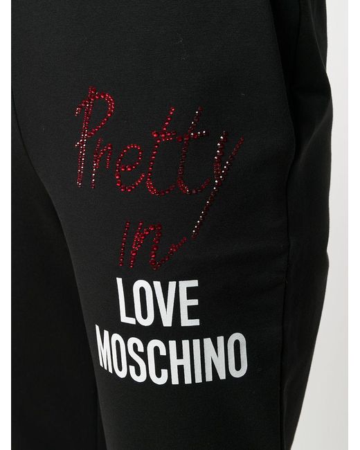 Moschino Black Rhinestone Inlaid Logo Sweatpants