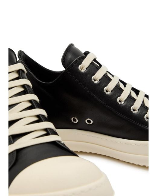 Rick Owens Black Low Leather Sneakers for men