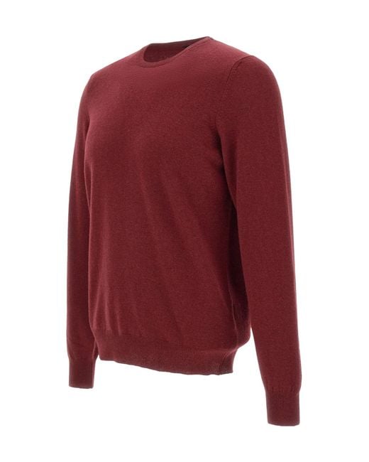 Gran Sasso Red Long Sleeved Crewneck Knitted Jumper for men