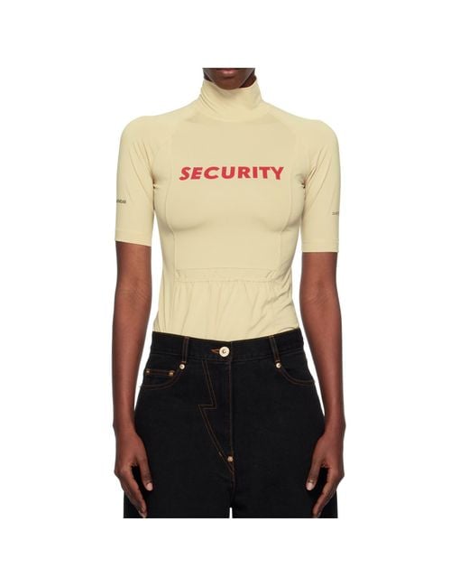 Pushbutton White Security Pocket Turtleneck Top