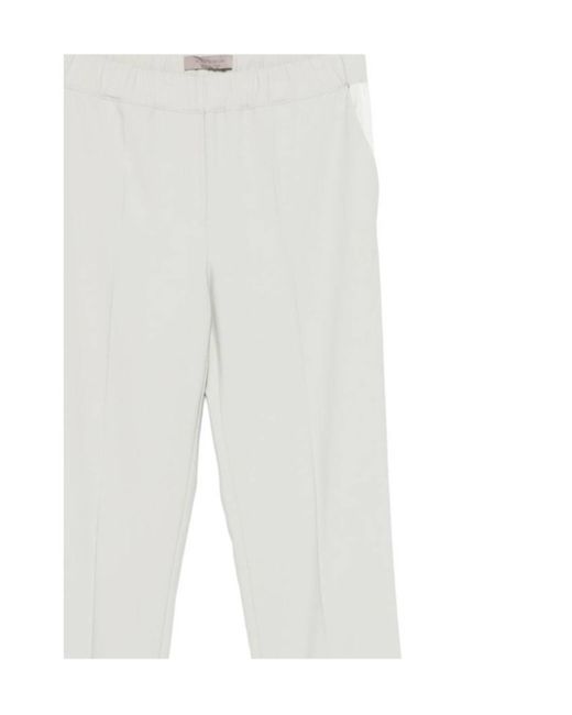 D.exterior White Elastic Waist Cropped Pants