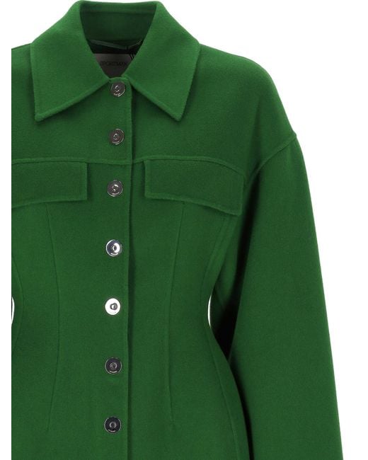 Sportmax Green Collared Long-Sleeved Casual Jacket