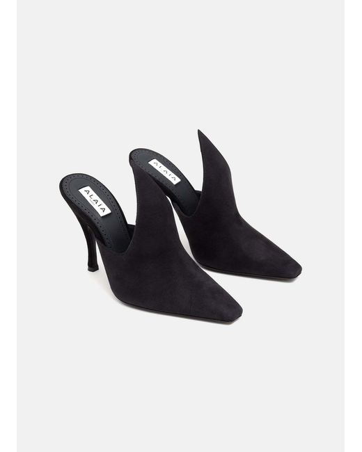 Alaïa Black Alaïa Pointed-Toe Heeled Mules