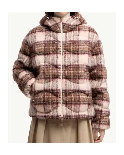 Moncler Brown Cervi Wool Blend Hooded Short Down Jacket