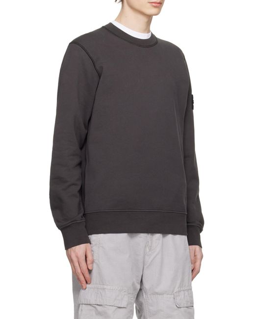 Stone Island Black Compass Patch Crewneck Sweatshirt for men