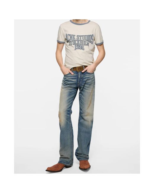 Acne White Graphic T-Shirt for men