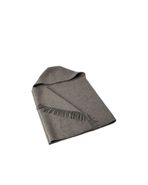 Brunello Cucinelli Gray Hooded Fringed Poncho