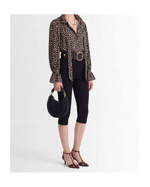 Chloé Black Honeycomb Knit Stretch Viscose Pants