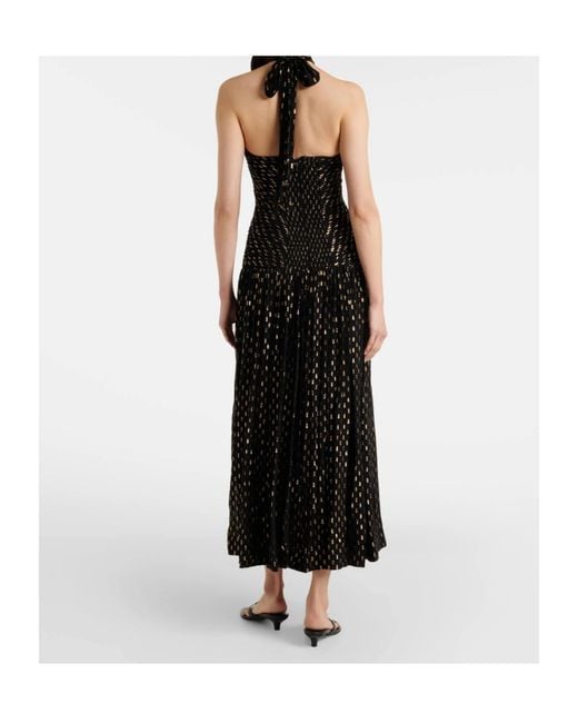 Zimmermann Black Daylight Halterneck Lame Midi Dress