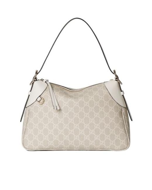 Gucci Natural Gg Emblem Medium Shoulder Bag
