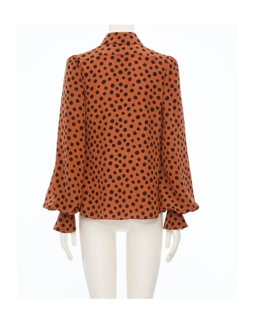 Valentino Brown Polka Dot Printed Button-Up Blouse
