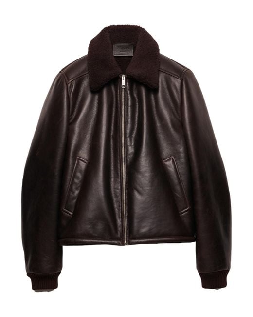 Prada Black Leather And Shearling Jacket for men