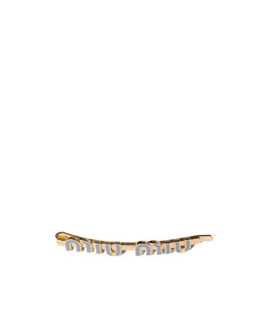 Miu Miu White Enameled Metal Hair Clip