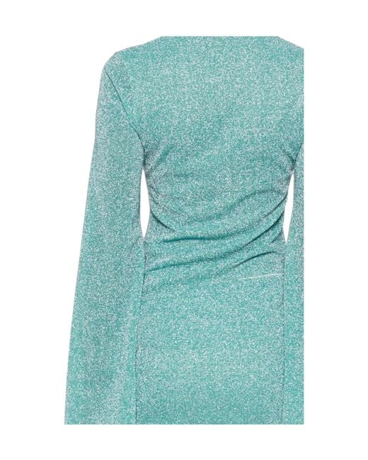 Oseree Blue Deep V-Neck Dress