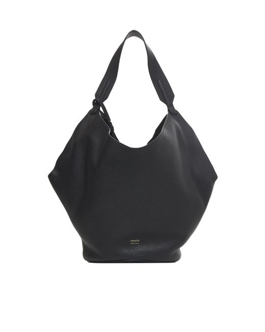 Khaite Black Lotus Leather Medium Tote Bag