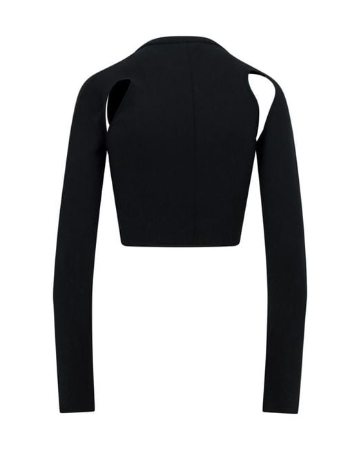 Off-White c/o Virgil Abloh Black Logo Printed Cut-Out Detailed Top