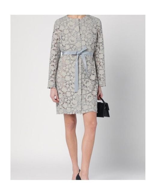 P.A.R.O.S.H. Gray Lace Detailed Tied-Waist Jacket