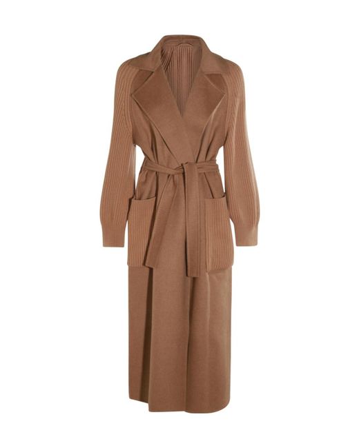 Max Mara Brown Berard1234 Belted Knitted Coat