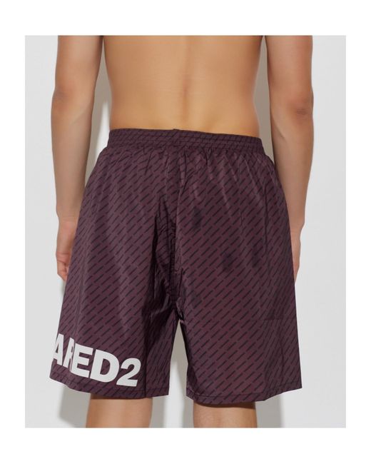 DSquared² Purple Wide-Leg Swim Shorts for men