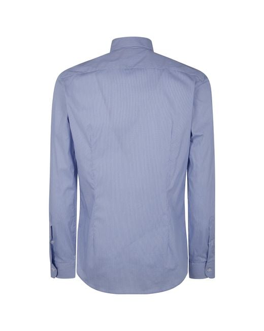Fay Blue Logo-Embroidered Shirt for men