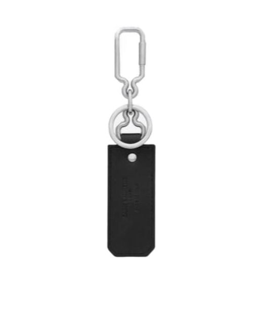 Saint Laurent White Cassandre-Plaque Leather Keyring for men
