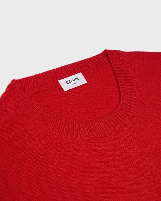 Céline Red Classic Elbow-Patch Crewneck Sweater for men