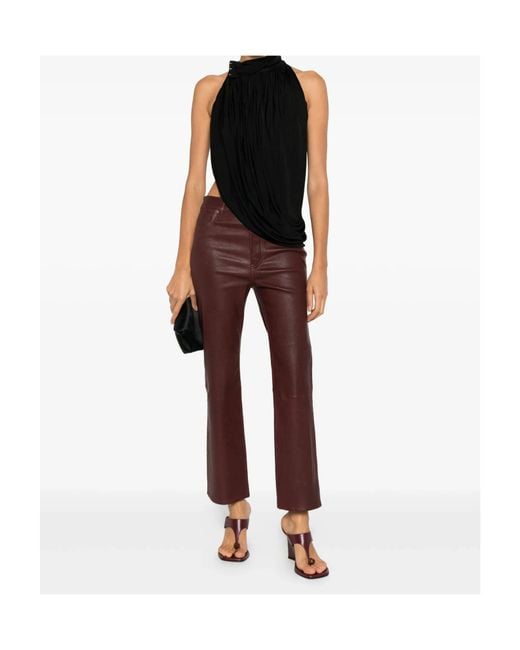FRAME Red Reboot Crop Leather Trousers