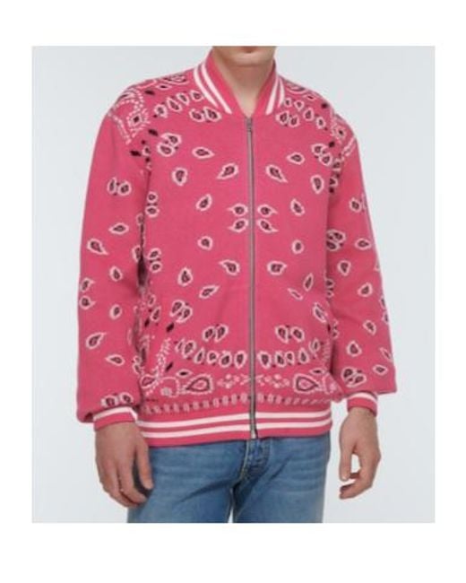 Alanui Pink Bandana Jacquard Cotton Bomber Jacket for men