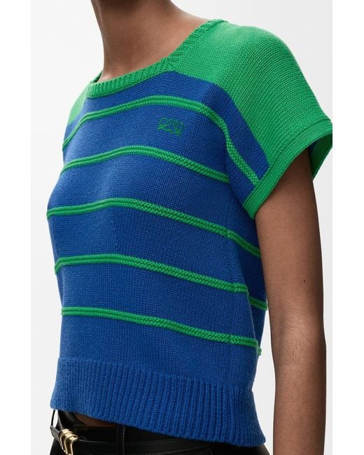 Loewe Green Striped Cropped Knitted Top
