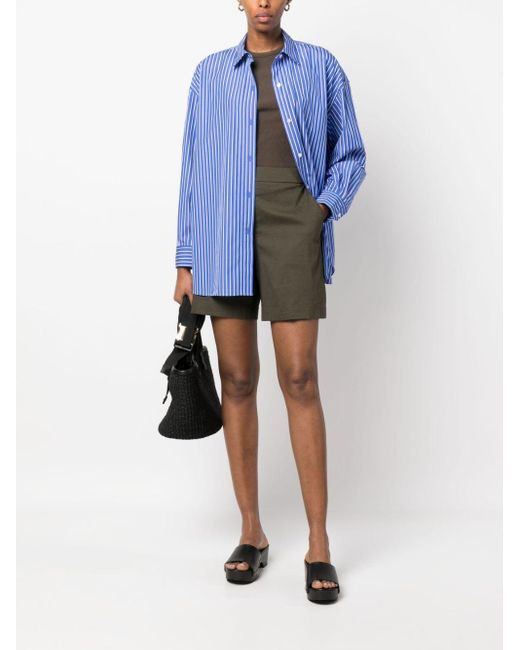 Theory Green High-Waisted Tailored Shorts