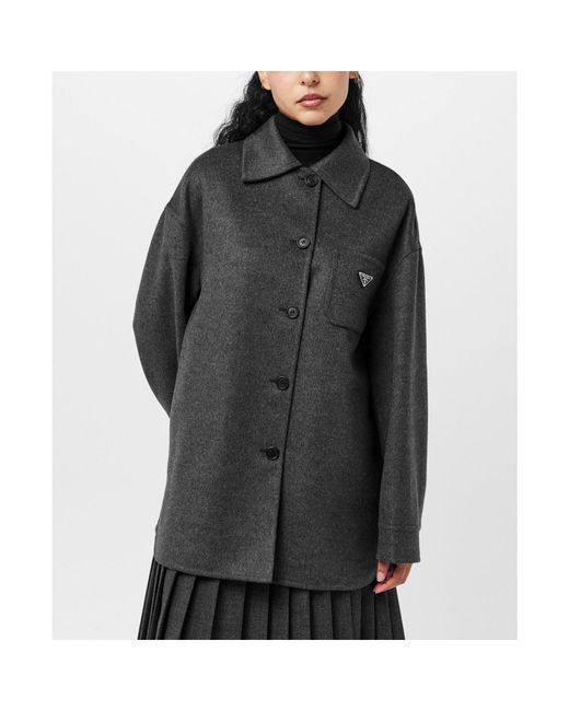 Prada Gray Wool And Cashmere Blended Coat