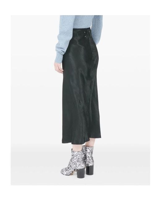 Maison Margiela Black Midi-Length Flared Hem Skirt