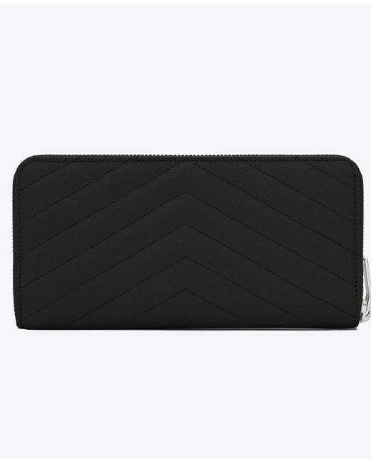 Saint Laurent Gray Monogram Matelassé Zip-Around Wallet