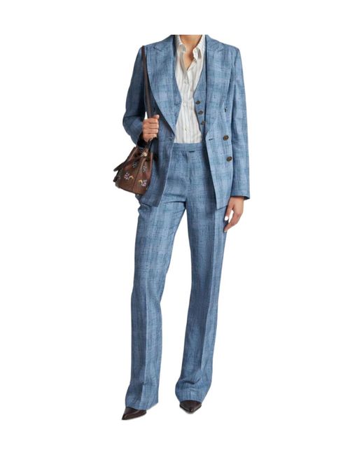 Etro Blue Double-Breasted Tailored Blazer