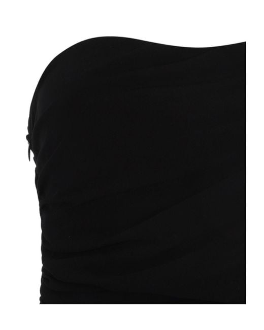 Magda Butrym Black Ruched Strapless Mini Dress