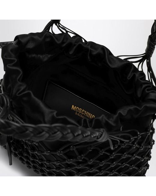 Moschino Black Handbag With Woven Handle